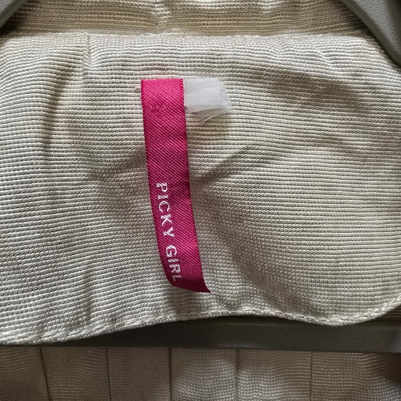 Picky Girl Corset Shirt Dress Belted Collared Short Sleeve Beige Women's Large - Picture 2 of 13